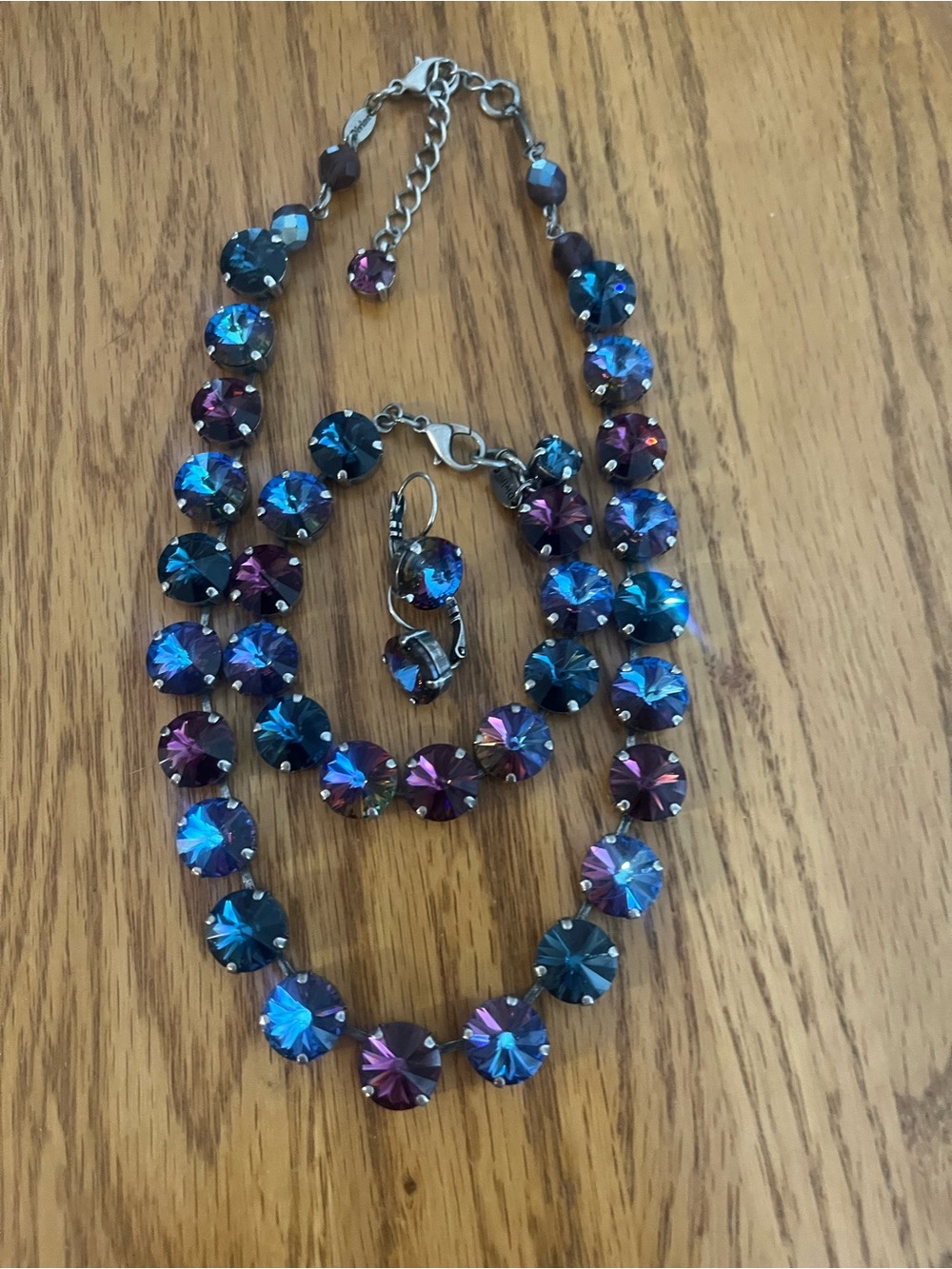 Sabika inspired Blue & Purple Crystal Strand 3 piece set